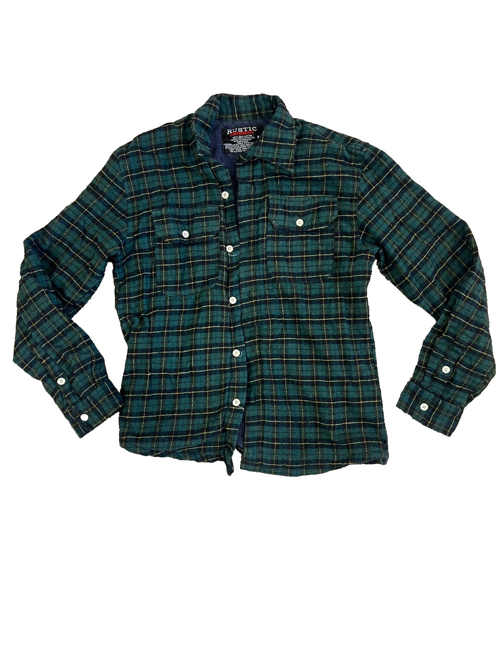 Rustic Outfitters Plaid Chore Jacket Flannel Men's Medium Green Cotton Shacket